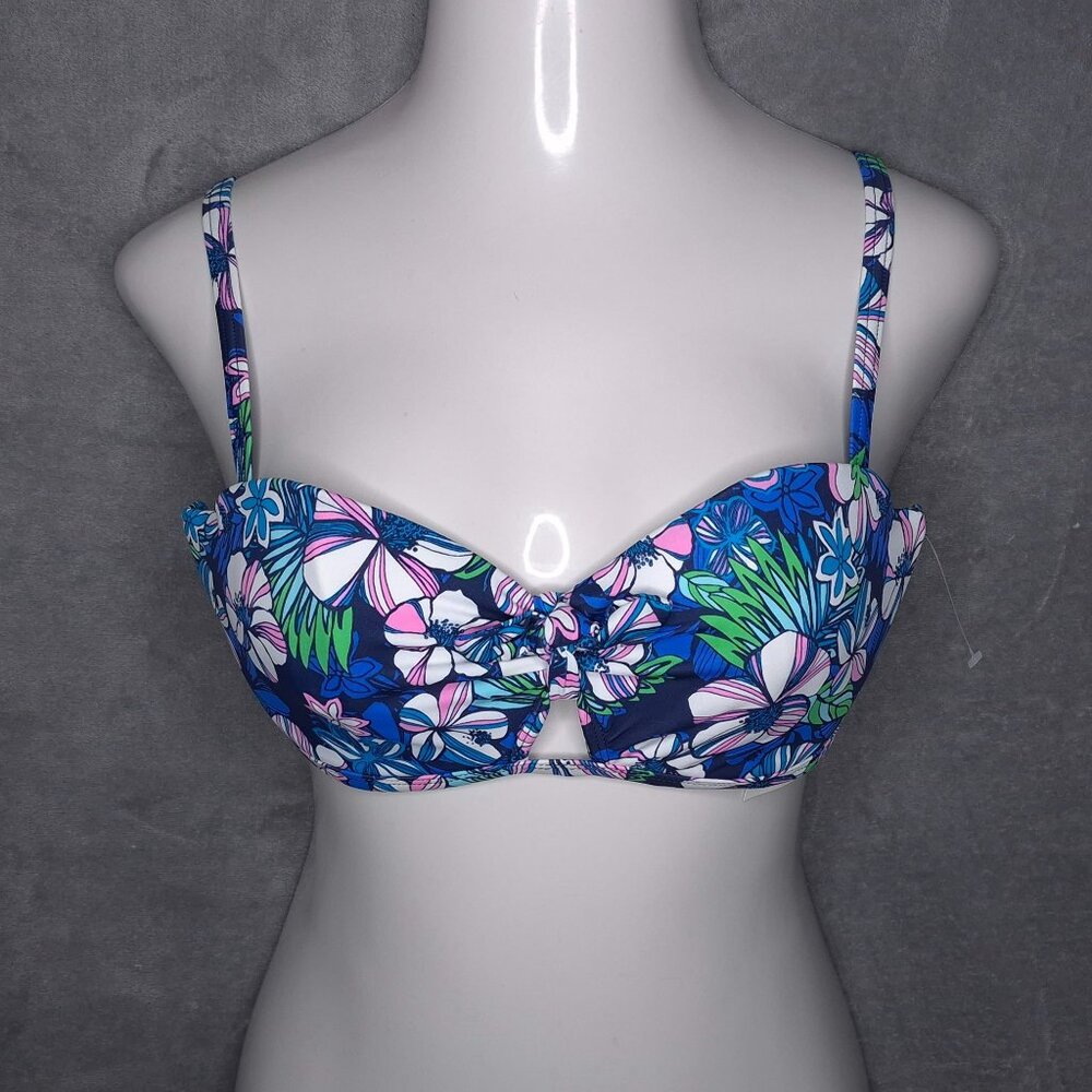 Sun Dazed Womens Floral Underwire Bikini Top 32DD Adjustable Strap Lined New